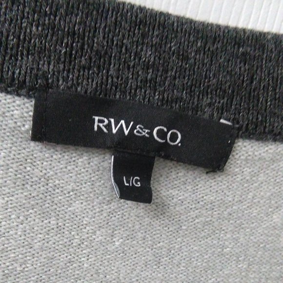RW & Co Grey Contrast Trim Sweater w. Pockets - Picture 2 of 7